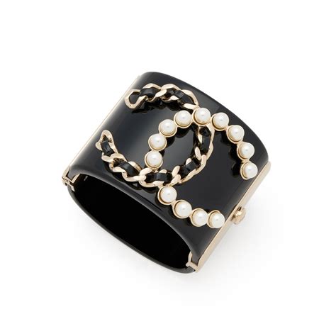 chanel bracelet black pearl|chanel cuff bracelet women.